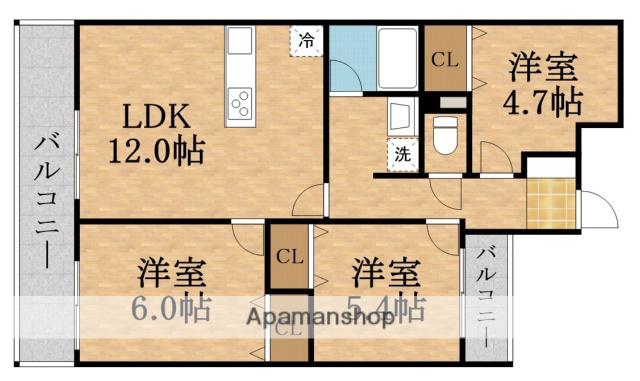 エステムコート都島キャトルプランシュ(3LDK/8階)の間取り写真