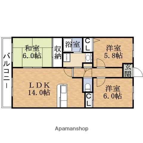 サニーパレス京橋(3LDK/7階)の間取り写真