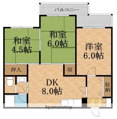 カルム新森(3DK/2階)の間取り写真