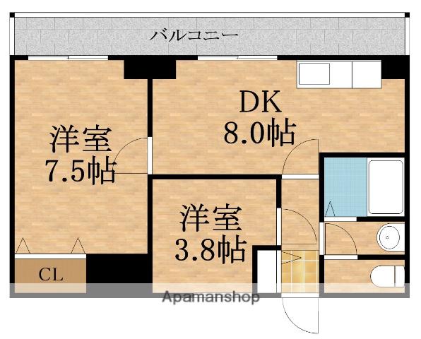 リードプラザ清水(2DK/7階)の間取り写真