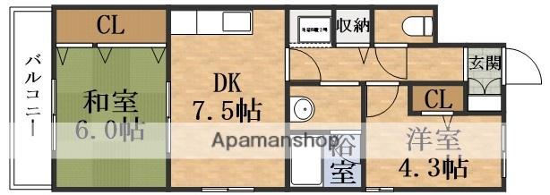 アプリーレ都島(2DK/5階)の間取り写真