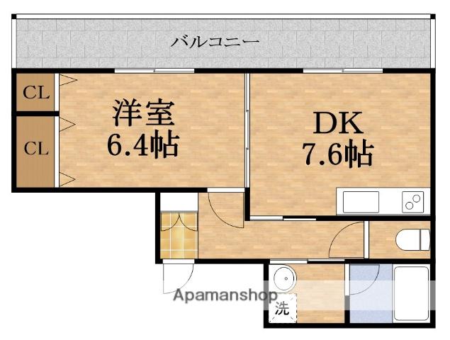 TSゲート(1DK/2階)の間取り写真