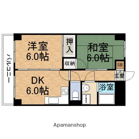 山野都島マンション(2DK/5階)の間取り写真
