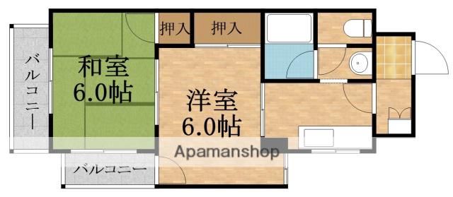 ベルメゾン高倉(2K/6階)の間取り写真