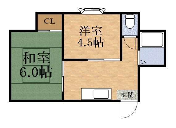 コーポはにわ毛馬(2DK/1階)の間取り写真