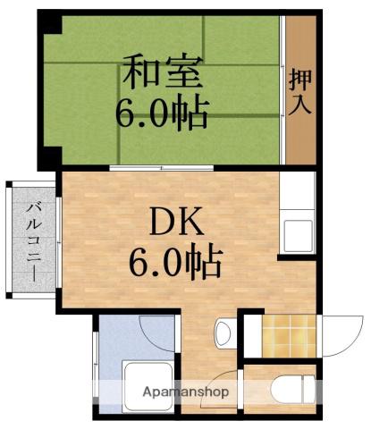 栗田マンション(1DK/2階)の間取り写真