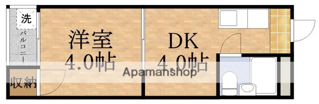 野江ハイツ(1DK/4階)の間取り写真