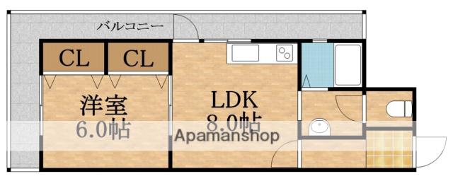 第1加島マンション(1LDK/2階)の間取り写真