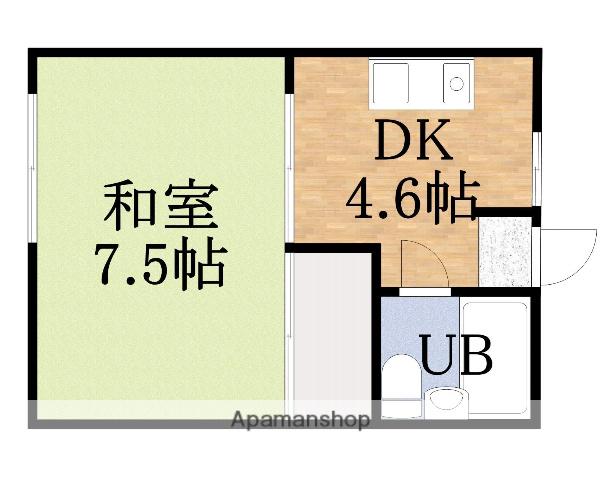 カラキマンション(1DK/4階)の間取り写真