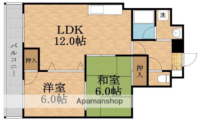ミッドガルド倉本(2LDK/2階)の間取り写真