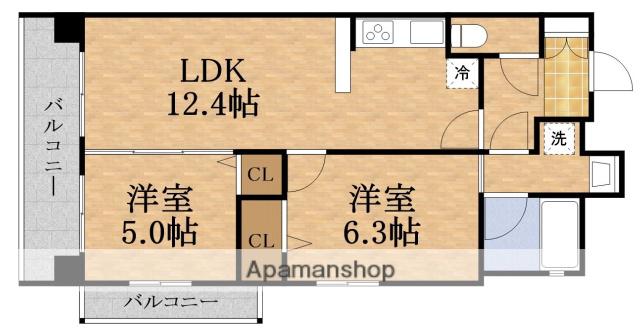エステムコート京橋セレブIポーラスター(2LDK/9階)の間取り写真