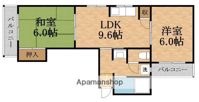 石田ビル(2LDK/3階)の間取り写真