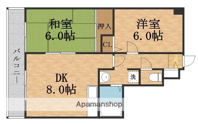 ARTEHEIM城北Ⅰ号棟(2DK/6階)の間取り写真