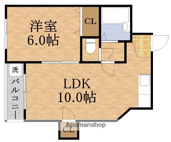 ハイツ安井(1LDK/4階)の間取り写真