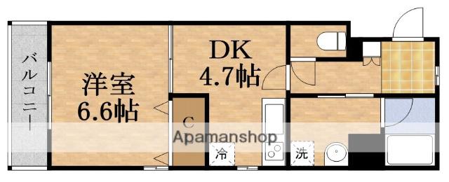 グランドールハタダビルディング1(1DK/9階)の間取り写真