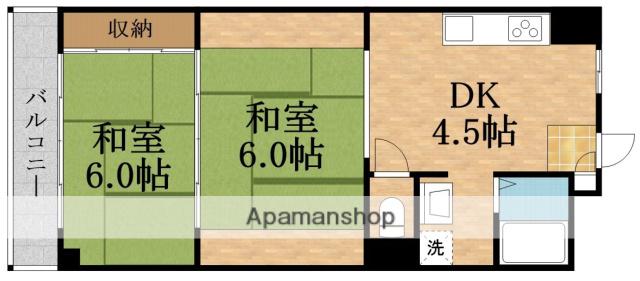 シャルマンコーポ野江第二期(2DK/3階)の間取り写真
