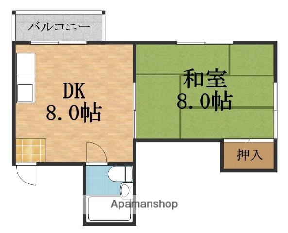 ハイム蘭(1DK/4階)の間取り写真