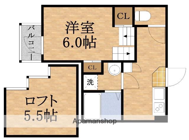 アヴニール野江内代(1K/1階)の間取り写真