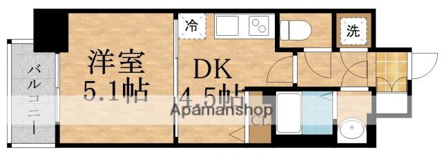 レジュールアッシュ桜宮リバーテラス(1DK/12階)の間取り写真