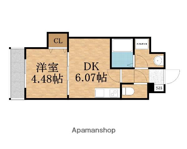 ドゥエリング太子橋今市(1DK/4階)の間取り写真