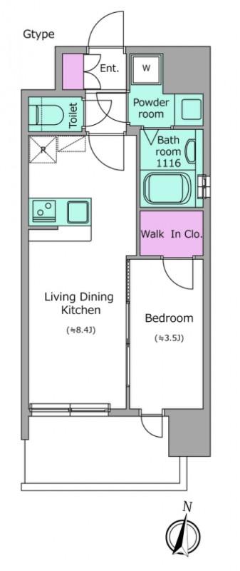 レジュールアッシュ三国本町(1LDK/4階)の間取り写真