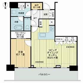 グランドメゾン新梅田タワー ザ・クラブレジデンス(1LDK/44階)の間取り写真