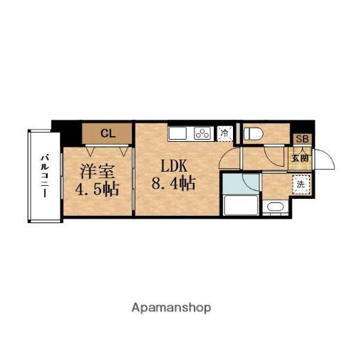 AMKREFINADE NAKAMIYA中宮(1LDK/4階)の間取り写真