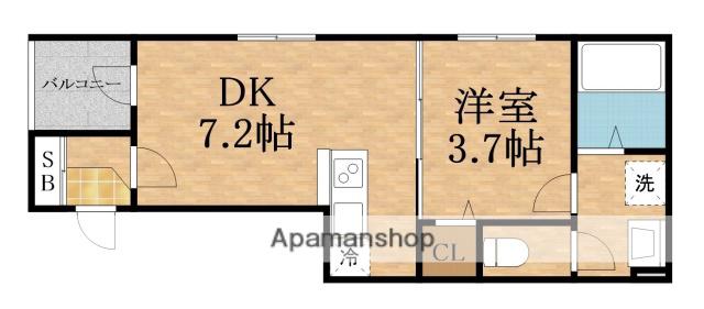 HARMONY TERRACE新森(1DK/2階)の間取り写真