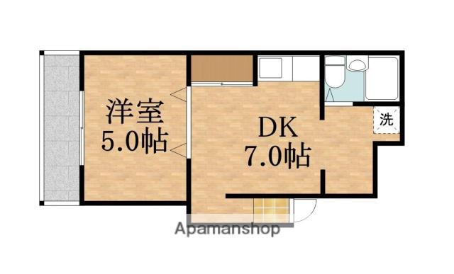 高見ビル(1DK/3階)の間取り写真