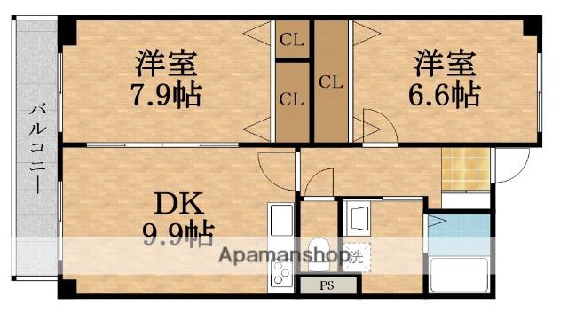 ロリオン(2DK/2階)の間取り写真