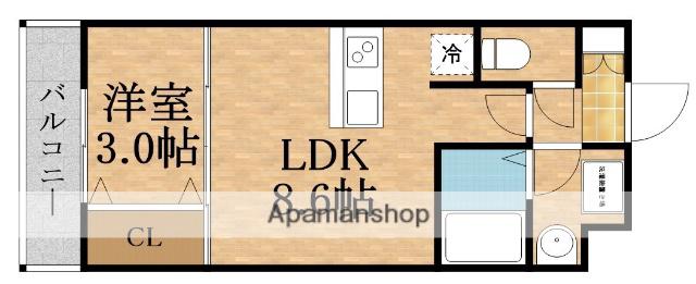 アイル東中浜(1LDK/3階)の間取り写真