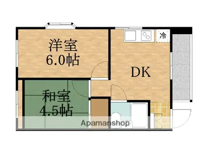 旭ロイヤルハイム(2DK/4階)の間取り写真
