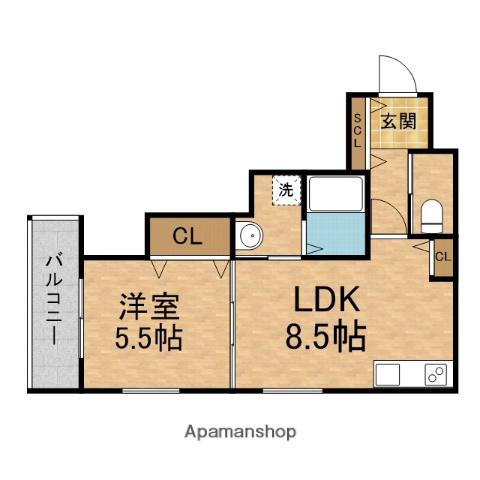 レユシール金田Ⅰ(1LDK/3階)の間取り写真