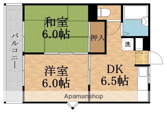 レーベンハイム諏訪(2DK/3階)の間取り写真