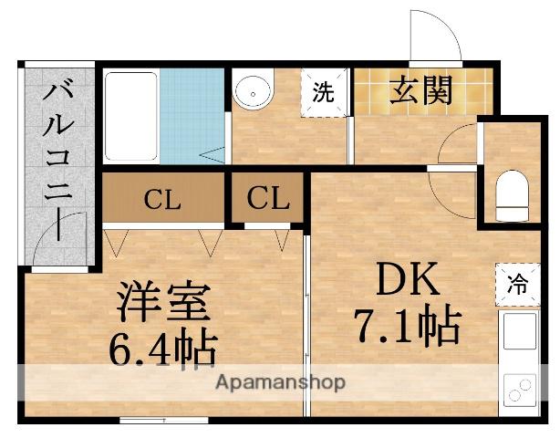 フジパレス城東東中浜Ⅲ番館(1DK/3階)の間取り写真