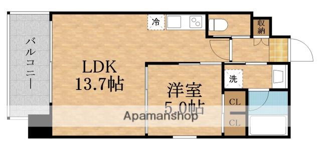 プレジオ三国ASIAN(1LDK/2階)の間取り写真