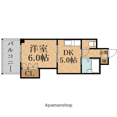 SHIN-OSAKAグランドハイツ北(1DK/11階)の間取り写真