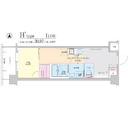 REーBE東三国(1LDK/10階)の間取り写真