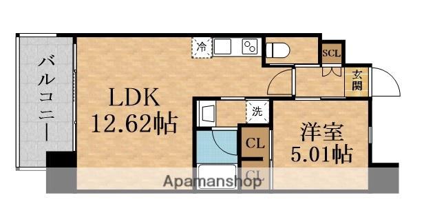 プレジオ三国EURO(1LDK/6階)の間取り写真