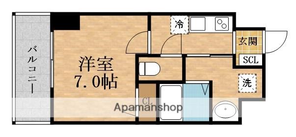 ブランシエスタ都島通(1K/4階)の間取り写真