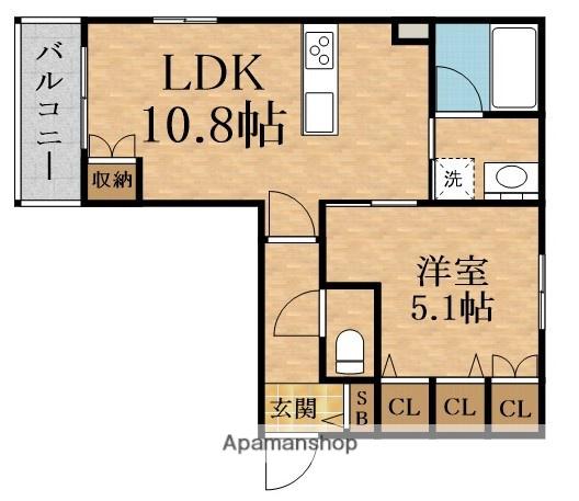 都島区都島北通1丁目へーベルメゾン(1LDK/3階)の間取り写真
