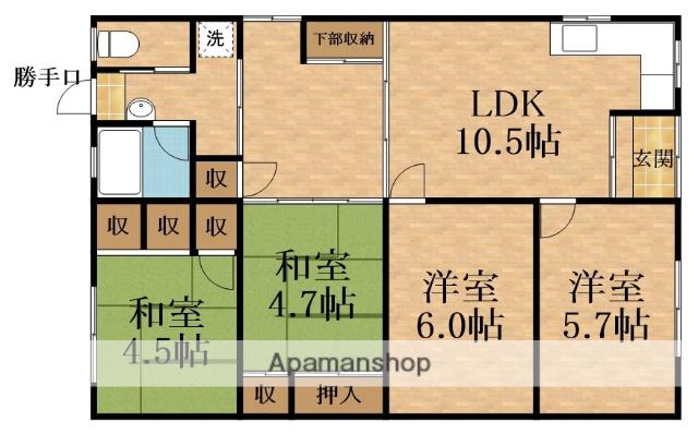 おおさか東線 城北公園通駅 徒歩12分 1階建 築70年(4LDK)の間取り写真
