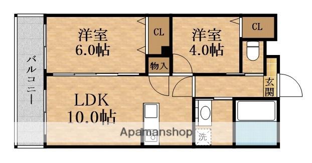グランイニシオ都島(2LDK/4階)の間取り写真