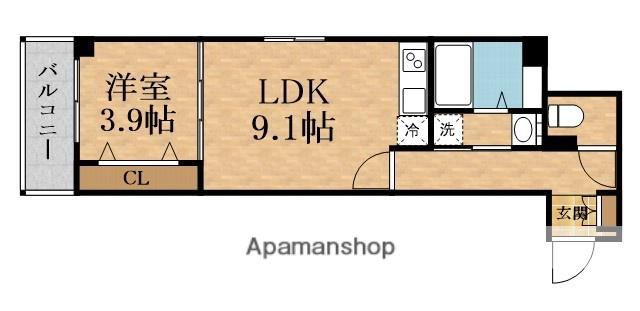 アルカンシェルコート緑橋(1LDK/1階)の間取り写真