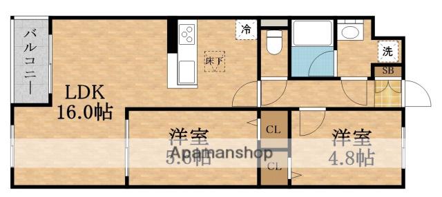 サウス COAT(2LDK/3階)の間取り写真