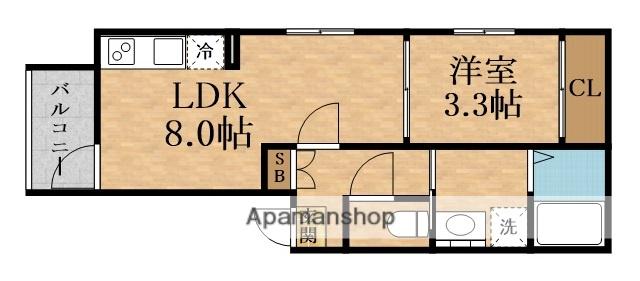 パークテラス淡路(1LDK/2階)の間取り写真