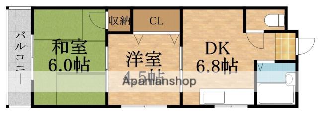 アミティーハイツ今市(2DK/5階)の間取り写真