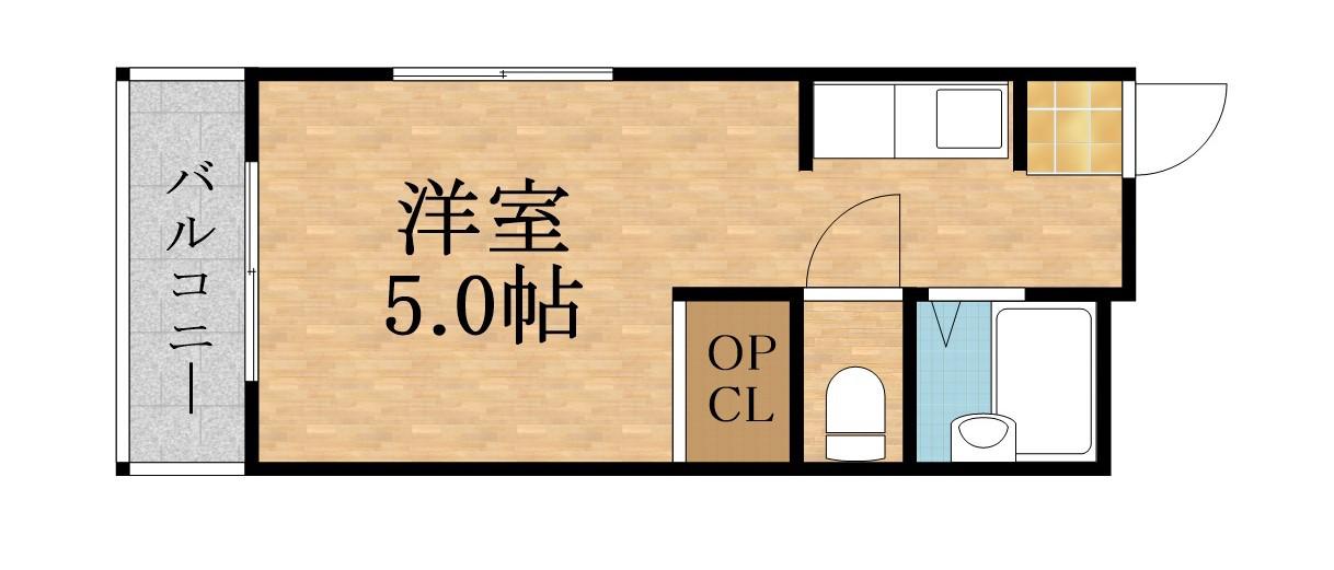 美樹ハイツ(ワンルーム/2階)の間取り写真