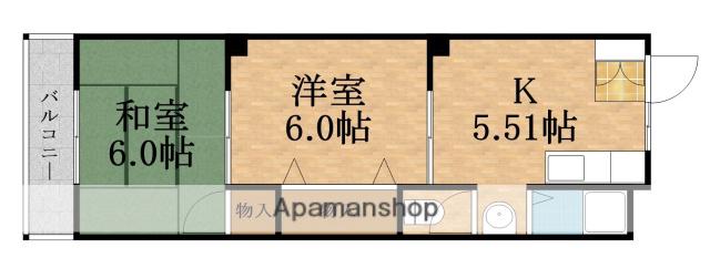 フジハイム(2K/2階)の間取り写真