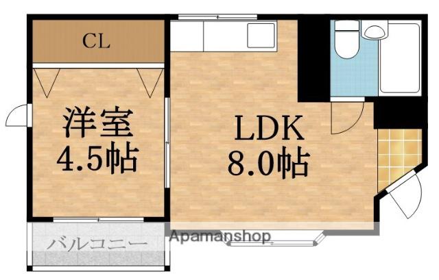 ロードハイツ(1LDK/4階)の間取り写真